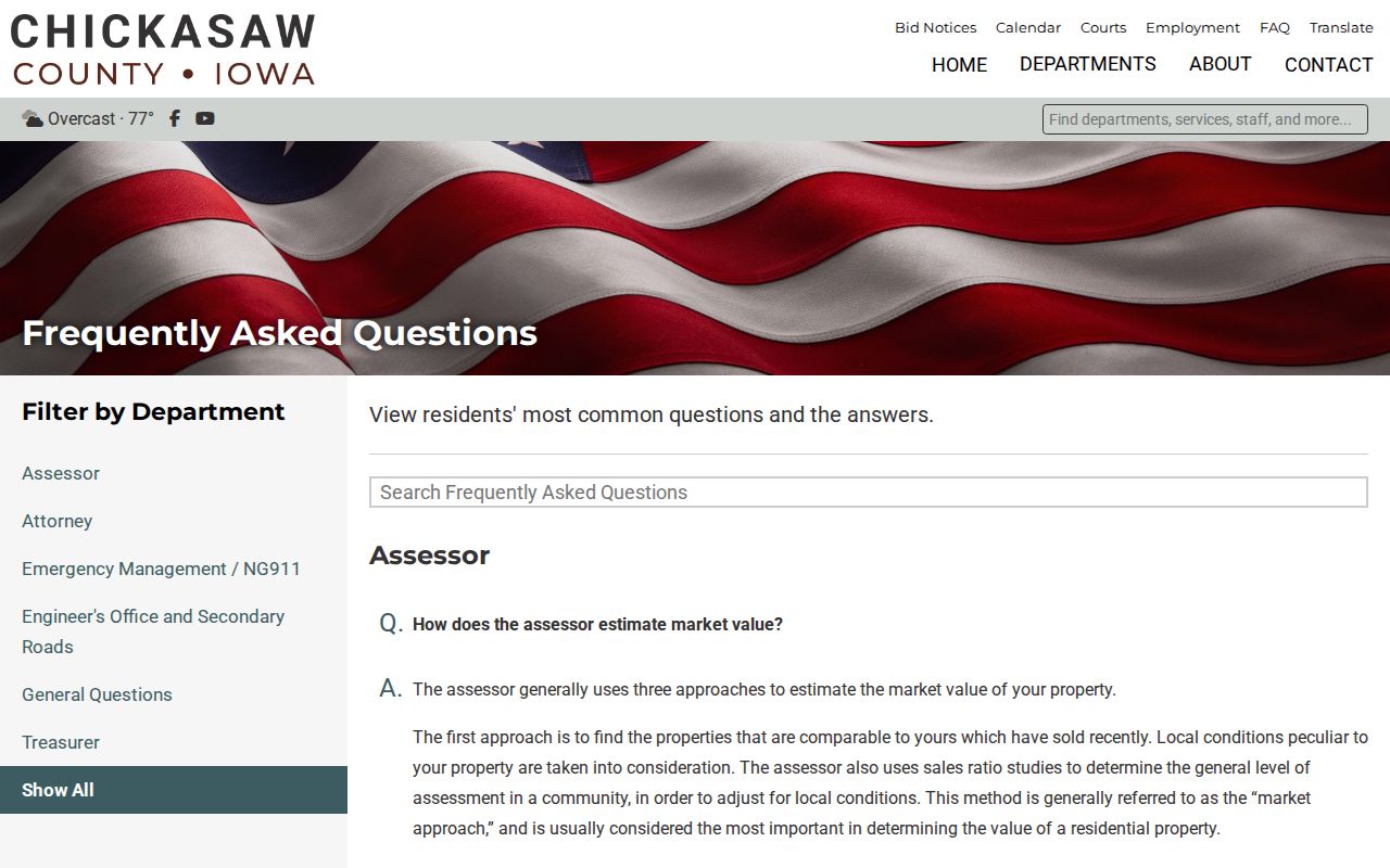 Chickasaw County FAQ directing people who missed court to legal and court contacts