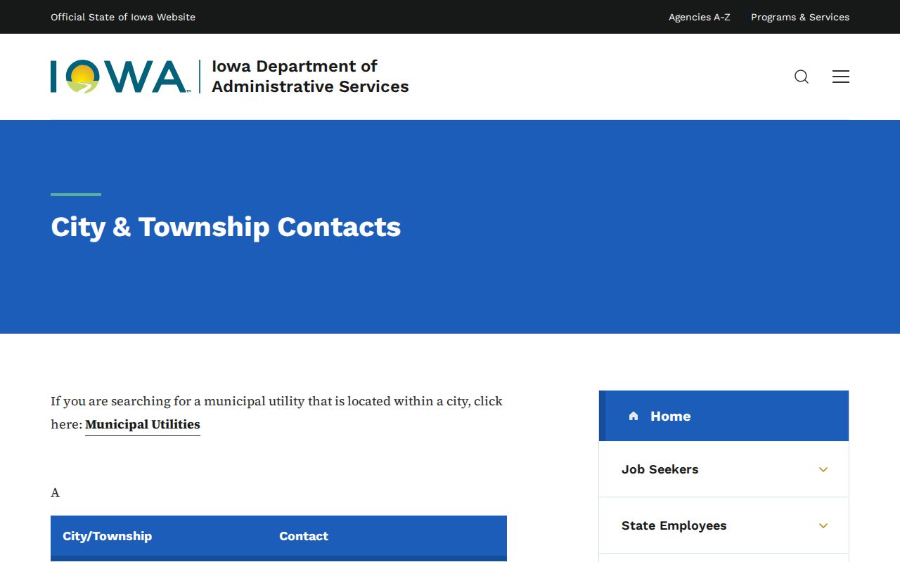 Iowa DAS city-contact table independently listing Alta Vista's municipal phone