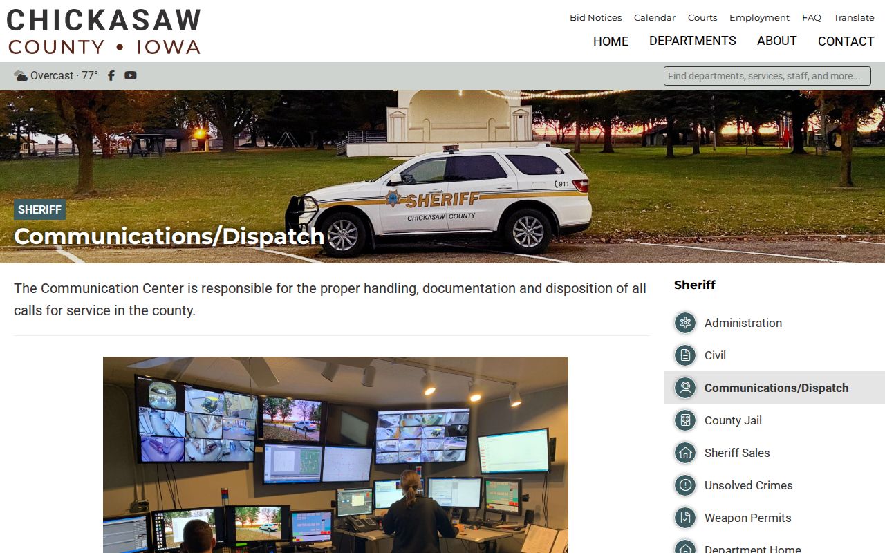 Chickasaw County warrant records and NCIC dispatch information